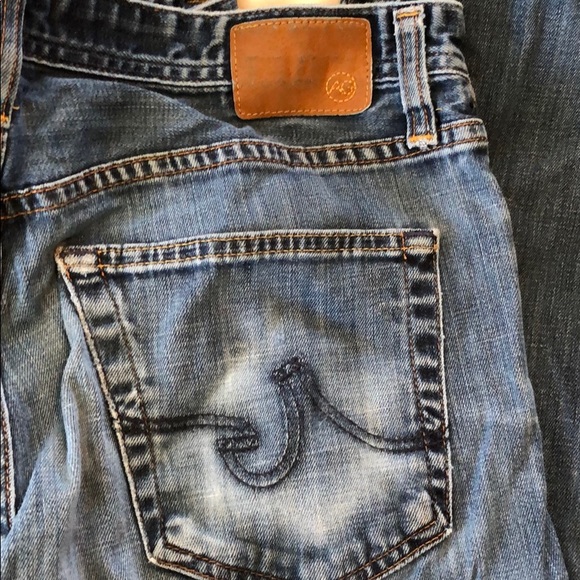 329. Men’s Adriano Goldschmied vintage distressed straight leg denim blue jeans - Picture 8 of 8